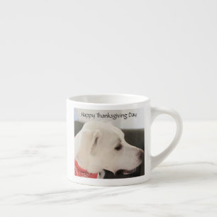 Cute White Puppy Dog Thanksgiving Espresso Mok
