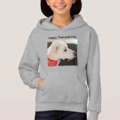Cute White puppy Dog Thanksgiving Hoodie (Voorkant)