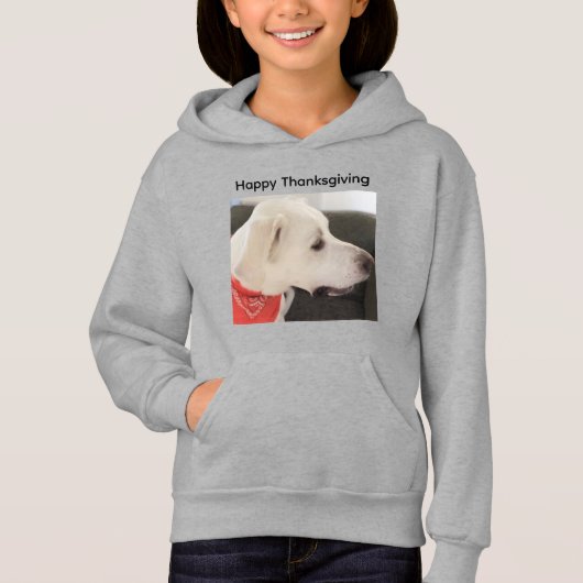 Cute White puppy Dog Thanksgiving Hoodie (Voorkant)