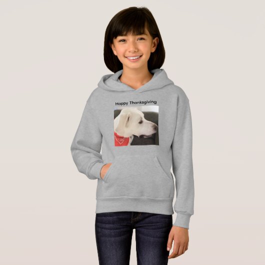 Cute White puppy Dog Thanksgiving Hoodie (Voorkant volledig)
