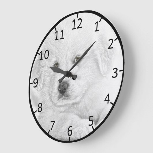 Cute White Puppy Grote Klok (Hoek)