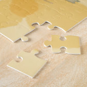 Cute White Puppy Yellow Sunflower Waterverf Legpuzzel (Zijkant)