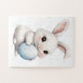 Cute White Rabbit Bunny Puzzles  Legpuzzel (Horizontaal)