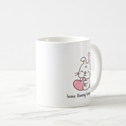 Cute White Rabbit, een Bunny houdt van je Koffiemok (Voorkant rechts)