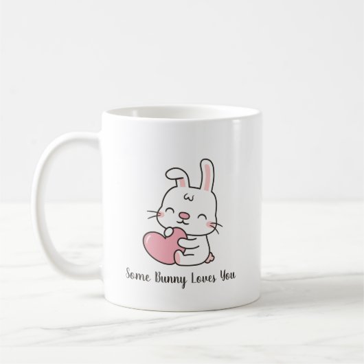 Cute White Rabbit, een Bunny houdt van je Koffiemok (Links)