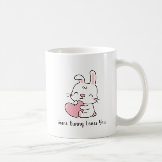 Cute White Rabbit, een Bunny houdt van je Koffiemok (Rechts)
