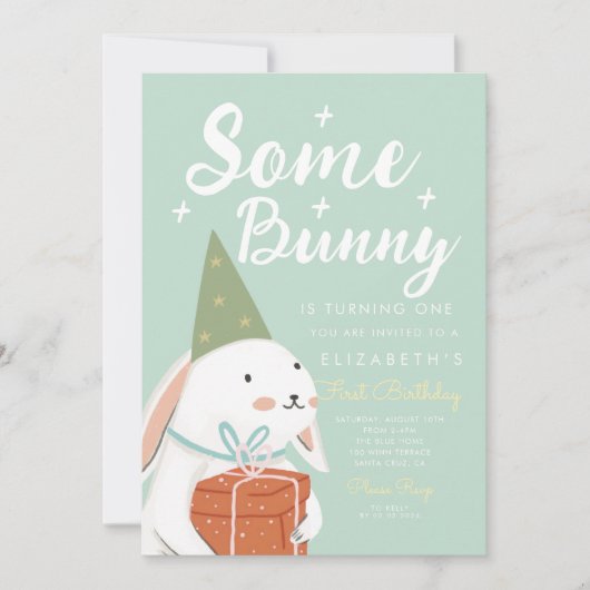 Cute White Rabbit Er is nog wat Bunny's die een da Kaart (Voorkant)