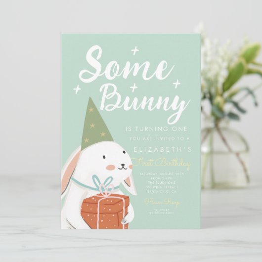 Cute White Rabbit Er is nog wat Bunny's die een da Kaart (Staand voorkant)