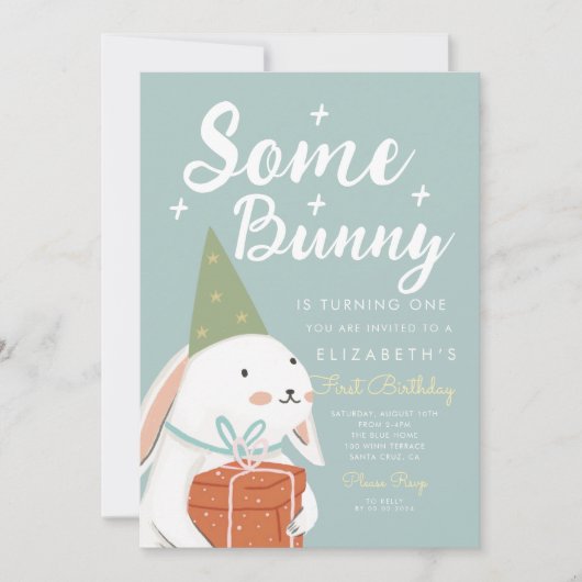 Cute White Rabbit Er is nog wat Bunny's die een da Kaart (Voorkant)