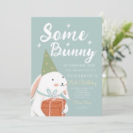 Cute White Rabbit Er is nog wat Bunny's die een da Kaart (Staand voorkant)