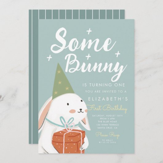 Cute White Rabbit Er is nog wat Bunny's die een da Kaart (Voorkant / Achterkant)