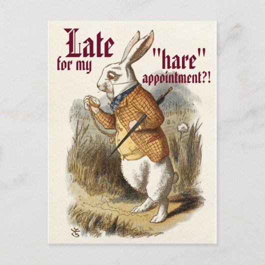 Cute  White Rabbit "Hare" Hair Salon Briefkaart (Voorkant)