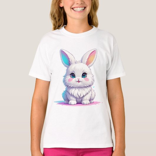Cute White Rabbit T-shirt (Voorkant)