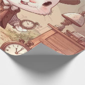 Cute White Rabbit Wonderland Whimsical Timekeeper Cadeaupapier (Hoek)