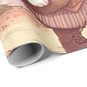 Cute White Rabbit Wonderland Whimsical Timekeeper Cadeaupapier (Rol Hoek)