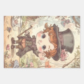 Cute White Rabbit Wonderland Whimsical Timekeeper Inpakpapier Vel (Voorkant 3)
