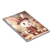 Cute White Rabbit Wonderland Whimsical Timekeeper Notitieboek (Rechterzijde)