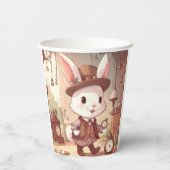 Cute White Rabbit Wonderland Whimsical Timekeeper Papieren Bekers (Achterkant)