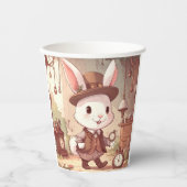 Cute White Rabbit Wonderland Whimsical Timekeeper Papieren Bekers (Voorkant)