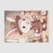 Cute White Rabbit Wonderland Whimsical Timekeeper Tissuepapier (Voorkant)