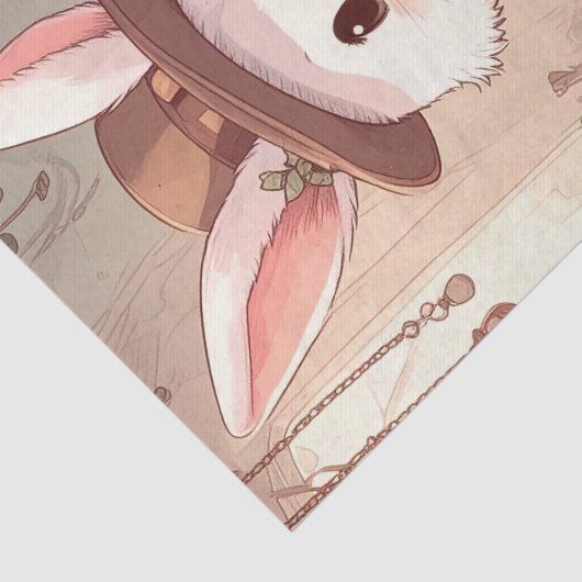 Cute White Rabbit Wonderland Whimsical Timekeeper Tissuepapier (Detail)
