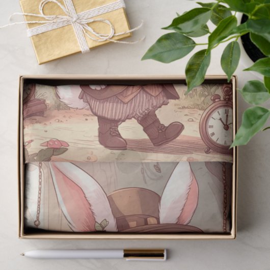 Cute White Rabbit Wonderland Whimsical Timekeeper Tissuepapier (Geschenk)