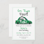 Cute White Race Zebra Two Fast 2e verjaardag Kaart (Voorkant / Achterkant)