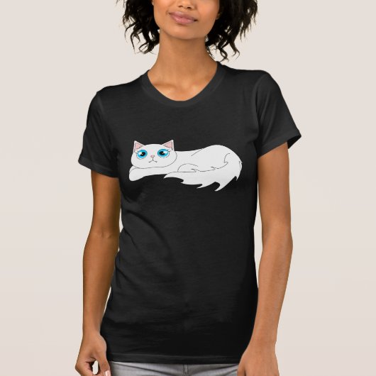 Cute White Ragdoll Cat Cartoon T-shirt (Voorkant)