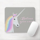 Cute White Rainbow Unicorn Magical Pink Grey Muismat (Met muis)