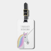 Cute White Rainbow Unicorn Pink Magic Bagagelabel (Voorkant verticaal)