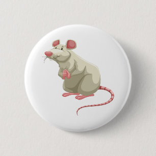 Cute white rat ronde button 5,7 cm