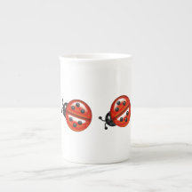 Cute White & Red Ladybug Bone China