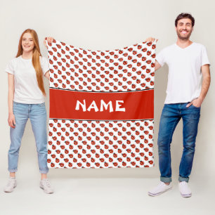 Cute White & Red Ladybugs - Aangepaste naam Kinder Fleece Deken