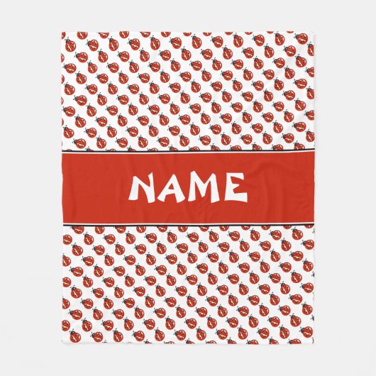 Cute White & Red Ladybugs - Aangepaste naam Kinder Fleece Deken (Voorkant)