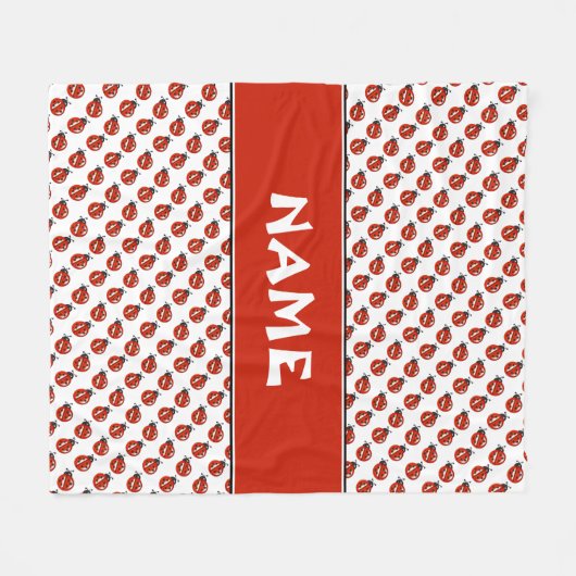 Cute White & Red Ladybugs - Aangepaste naam Kinder Fleece Deken (Voorkant (Horizontaal))