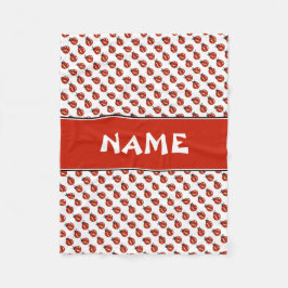 Cute White & Red Ladybugs - Aangepaste naam Kinder Fleece Deken