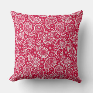 Cute white red paisley patroon kussen
