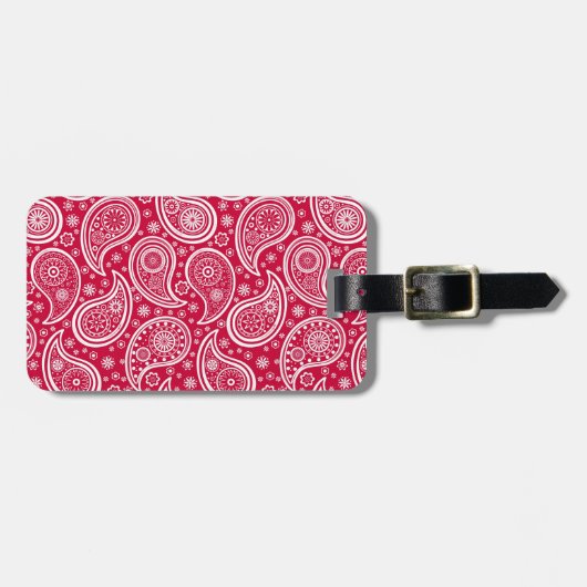 Cute white red paisley pattern Case-Mate iPhone ca Bagagelabel (Voorkant horizontaal)