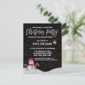 Cute White Red Snowman Night Sky Glitter Kerstmis Feestdagenkaart (Staand voorkant)