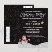 Cute White Red Snowman Night Sky Glitter Kerstmis Feestdagenkaart (Voorkant / Achterkant)