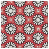 Cute White & Red Stylish Floral Geometric Pattern Stof (Close Up)