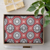 Cute White & Red Stylish Floral Geometric Pattern Tissuepapier (Geschenk)