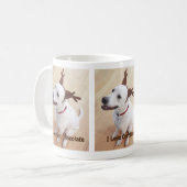 Cute White Reindeer Dog Hot Chocolate Kerstmis Koffiemok (Voorkant links)