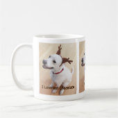Cute White Reindeer Dog Hot Chocolate Kerstmis Koffiemok (Links)
