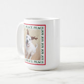 Cute White Reindeer Dog Peace Joy Single Photo Koffiemok (Voorkant links)