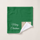 Cute White Reindeer Puppy Dog Kerstgroen Bad Handdoek (Wasdoekje)