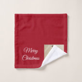 Cute White Reindeer Puppy Dog Kerstrood Bad Handdoek (Wasdoekje)