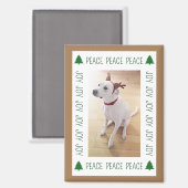 Cute White Reindeer Puppy Dog Peace Joy Brown Magneet (Voorkant / Achterkant)
