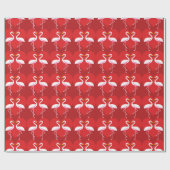 Cute White roze flamingos met rood hart Cadeaupapier (Vlak)