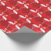 Cute White roze flamingos met rood hart Cadeaupapier (Hoek)